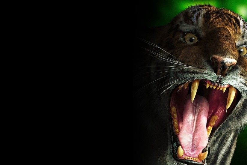 Preview wallpaper tiger, teeth, scary, evil 1920x1080