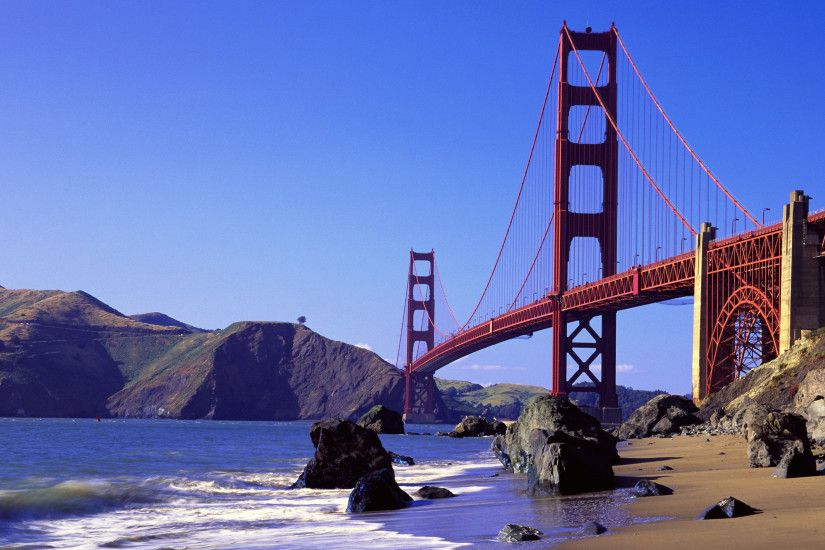 Man Made - Golden Gate Landscape Mountain Scenic Ocean Waterway Beach Hill  Sky Panorama Wallpaper