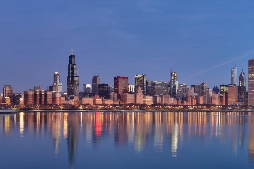 Preview wallpaper chicago, panorama, beach, building 3840x2160