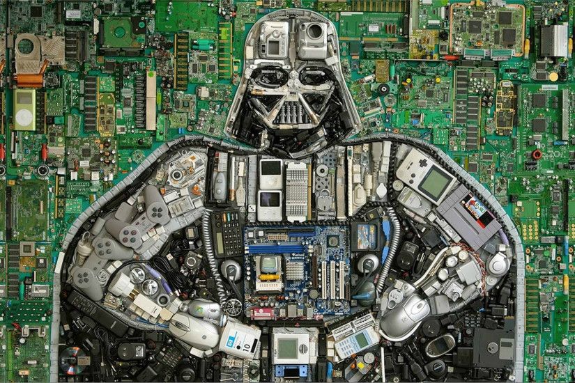 Darth Vader out of computer parts wallpaper 1920x1080 jpg
