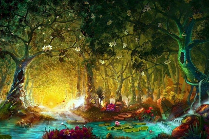 Downloaded Tag - Forests Nature Lotus Pond Birds Butterflies Enchanted  Animals Spring Cool Designs Paintings Attractions