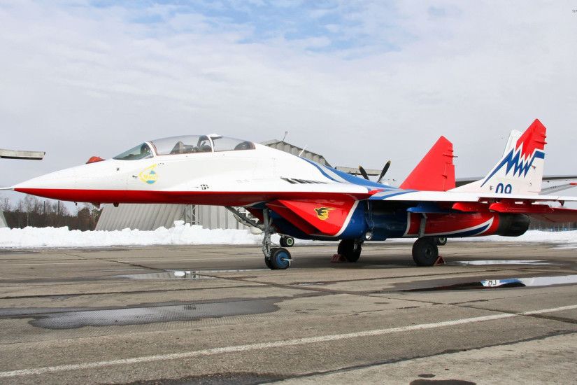White and red Mikoyan MiG-29 wallpaper