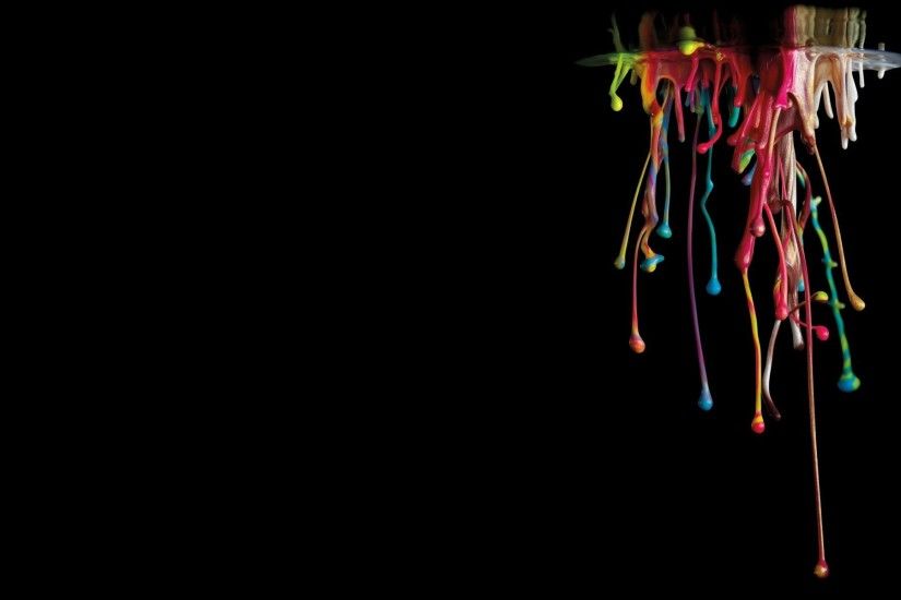 digital Art, Minimalism, Simple Background, Paint Splatter, Colorful, Paint  In Water, Reflection, Black Background, Black Wallpapers HD / Desktop and  Mobile ...