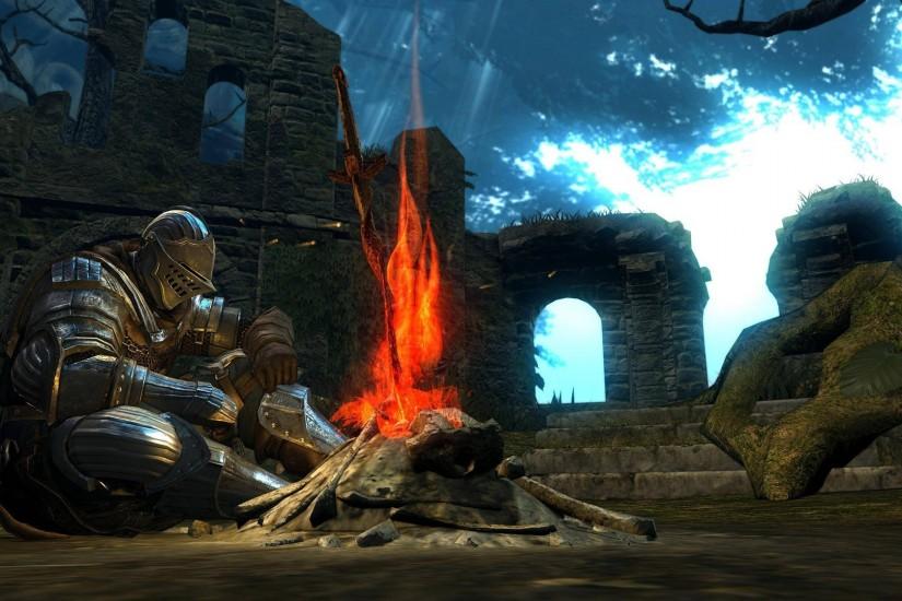 Knight campfire in the game Dark Souls
