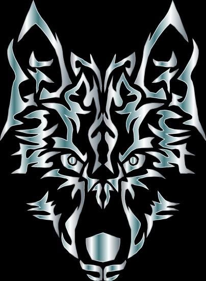Silver Symmetric Tribal Wolf No Background