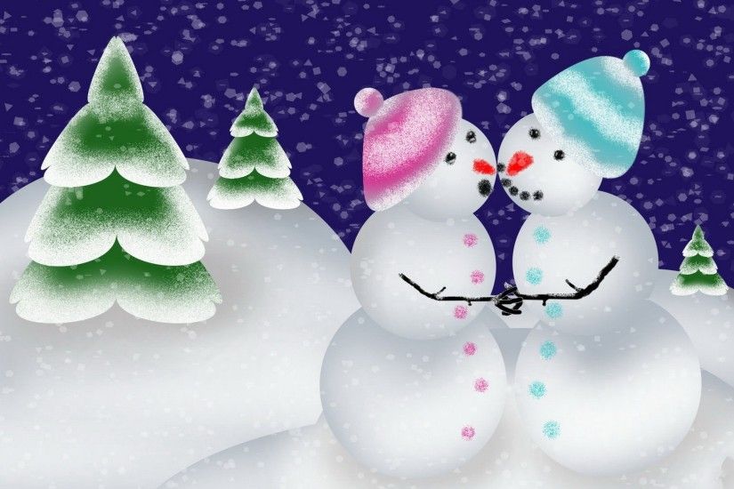 ... Snowmen, new year, winter, hat, scarf, couple, ...