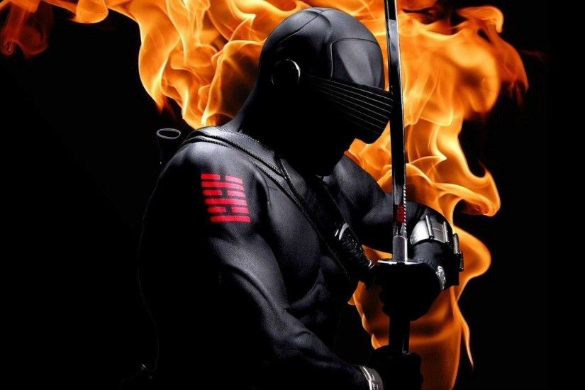 Snake Eyes (G.I. Joe) with sword on fire - Wallpapers Picture