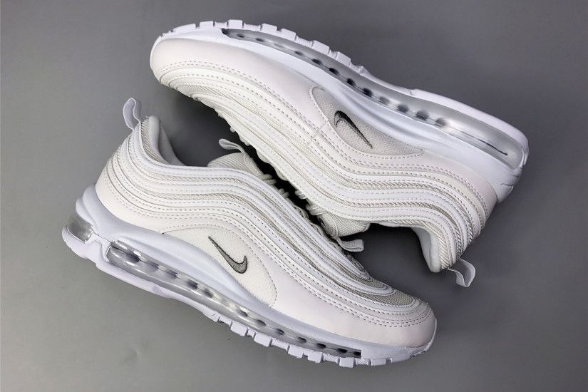 2018 Nike Air Max 97 Triple White White Wolf Grey_Black Running Shoe For  Sale