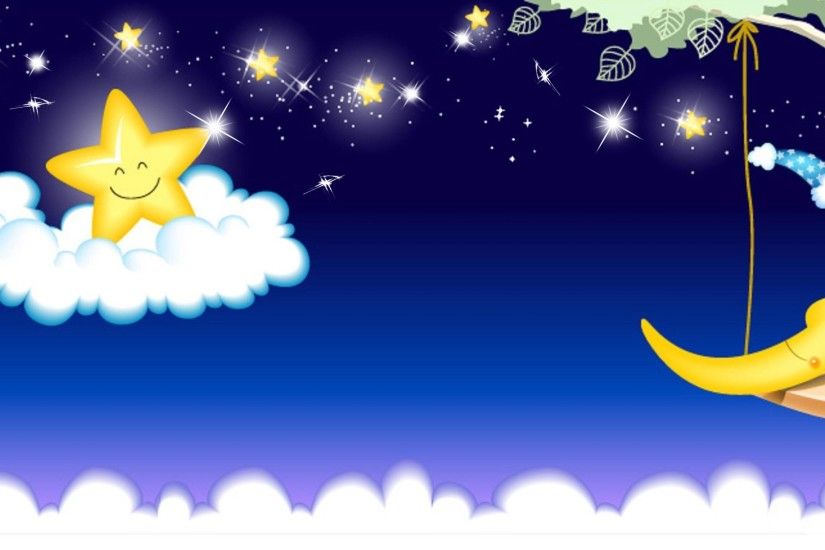 Cartoon Tag - Persona Moon Stars Children Trees Firefox Cartoon Cute Sky  Swinging Clouds Bright Wallpaper