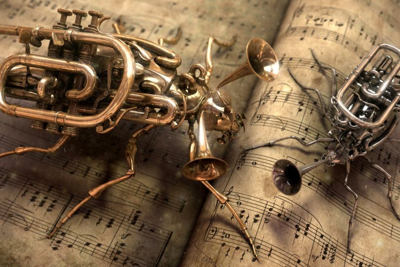 Steampunk bug trumpet [1920x1080] ...