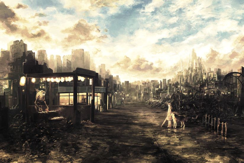 133936-city-fantasy_art-anime_girls-wasteland-ruin-apocalyptic-dog-mixtape_2-manga.png  (1920Ã1080) | Apokalipsa zombie sf | Pinterest
