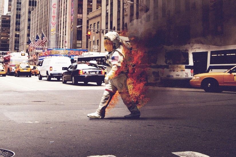 Cityscapes streets riot astronauts new york city on fire wallpaper |  2560x1600 | 8444 | WallpaperUP