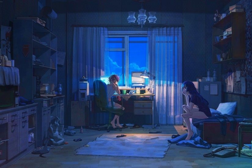 Bedroom House Anime Scenery Background Wallpaper