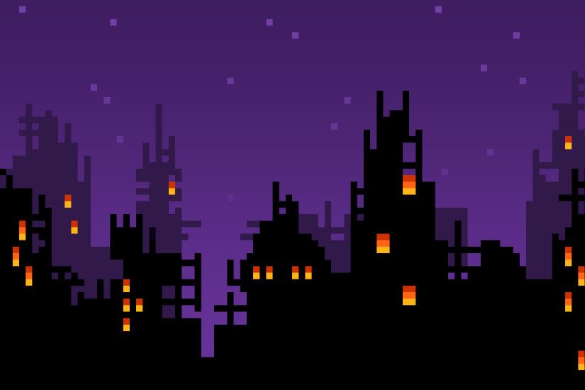 8-bit world at night