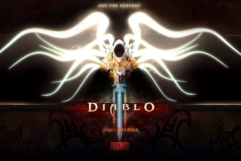Download Diablo 3 Tyrael Angel Archangel Character Wings Hood Sword Wallpaper  Wallpaper