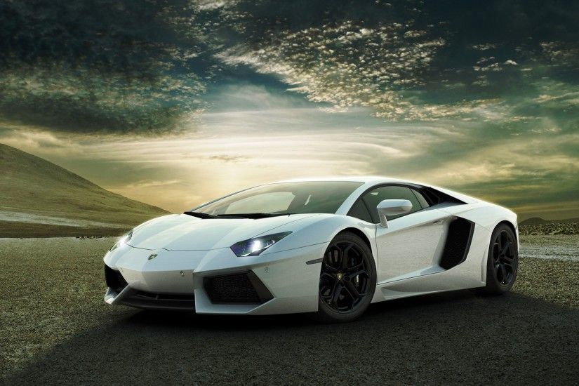 White Lamborghini Aventador