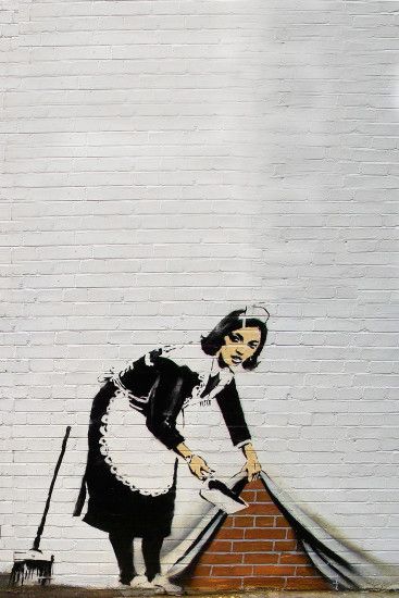 Banksy Maid Sweeping Android Wallpaper. Banksy Maid Sweeping Android  Wallpaper
