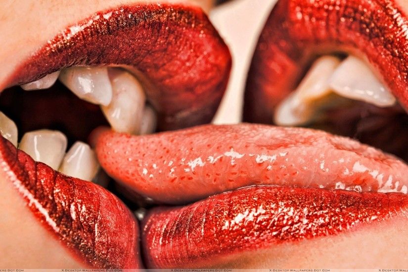 You are viewing wallpaper titled "Kissing Shiny Red Lips ...