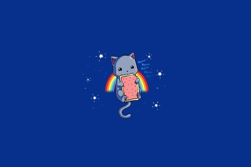 Cartoon - Nyan Cat Rainbow Blue Meme Wallpaper