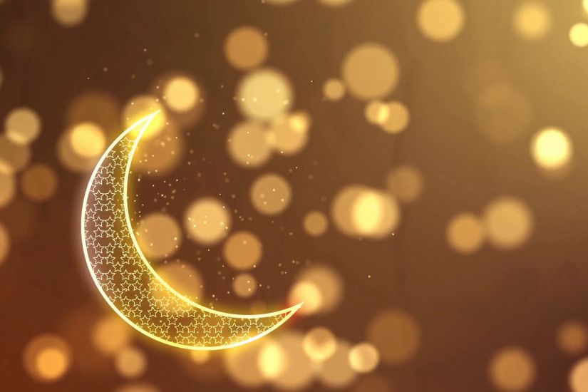 Golden crescent and and glowing particles Islamic background.Looped  animation Motion Background - Storyblocks Video