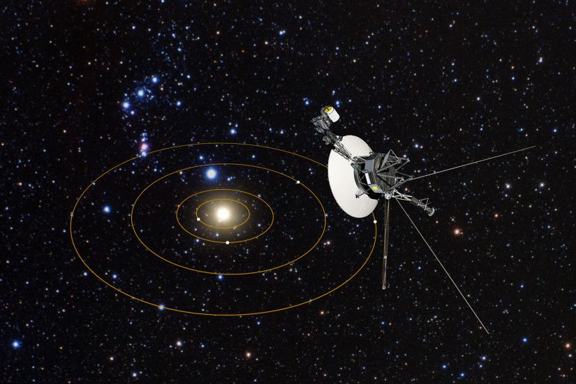 Voyager 1 and the solar system with orbits