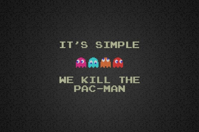 Preview wallpaper pacman, quote, characters, background, font 1920x1080