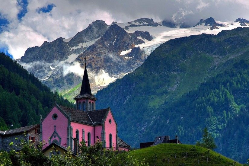 Church Swiss Mountains Landscape Alps Switzerland Wallpapers Full Hd  Mountain