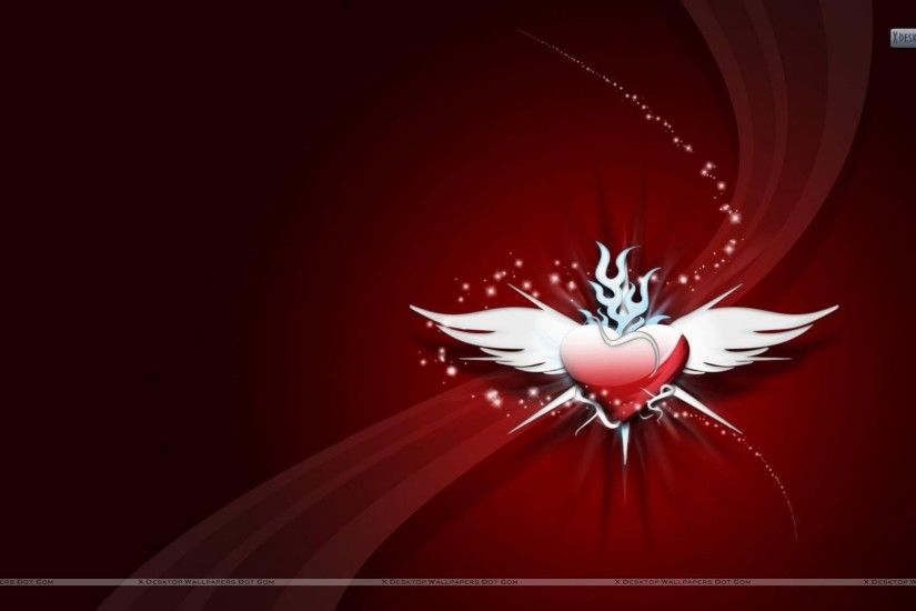 Red Heart With White Wings Cool Red Wallpaper Wallpaper