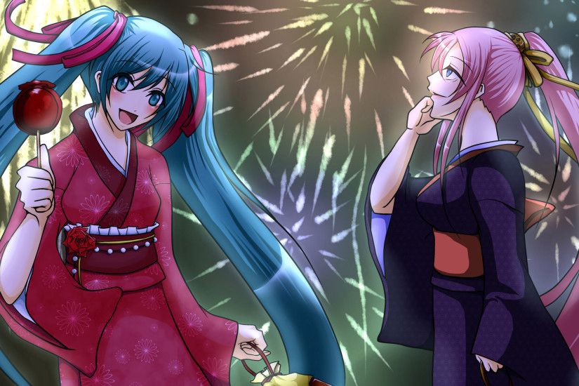 Hatsune Miku and Megurine Luka in Vocaloid wallpaper