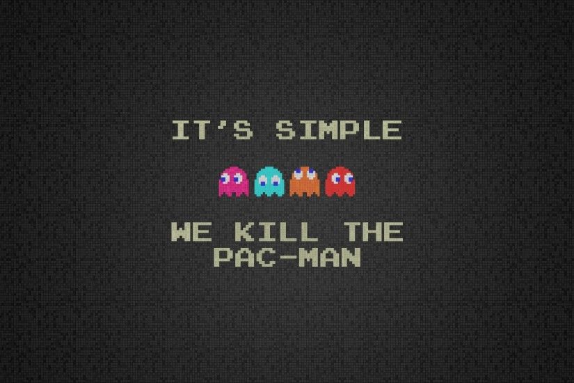 1920x1080 Wallpaper pacman, quote, characters, background, font