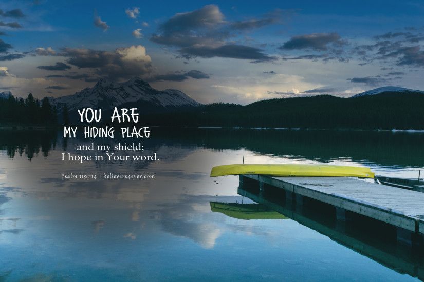 My hiding place Christian wallpaper with Bible verse and scripture
