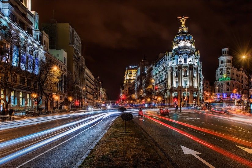 Night Madrid City Spain