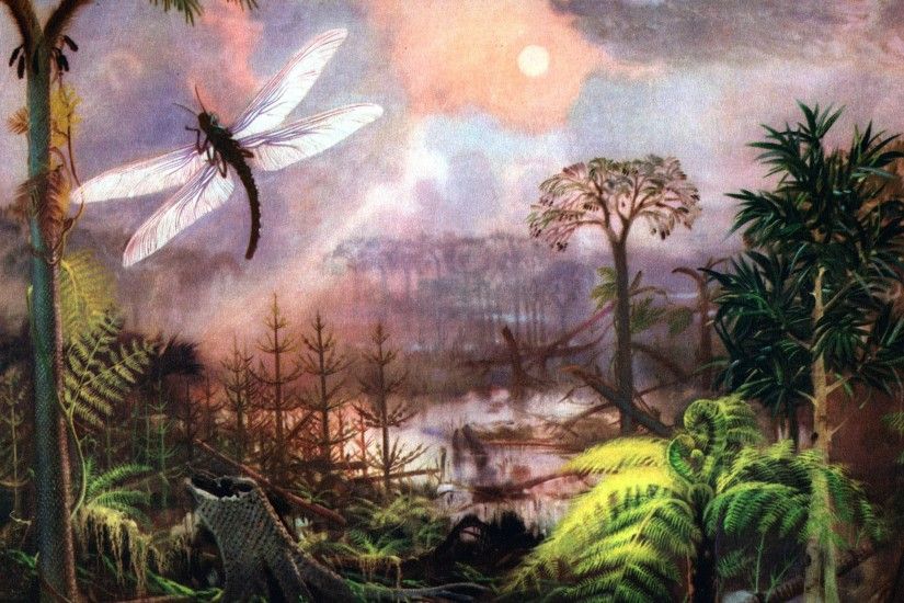 paintings forest insects ferns prehistoric zdenek burian 3635x2506 wallpaper  Art HD Wallpaper
