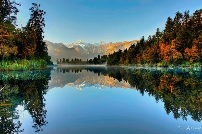 New Zealand, South Island, Westland National Park, Fox Glacier, Lake  Matheson,