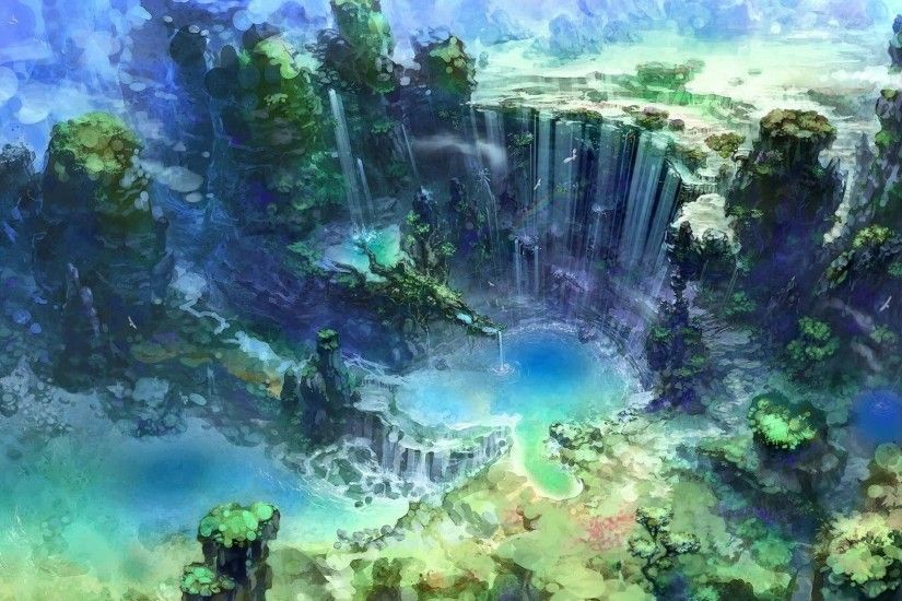 artwork, Fantasy Art, Waterfall, Water, Nature Wallpapers HD / Desktop and  Mobile Backgrounds