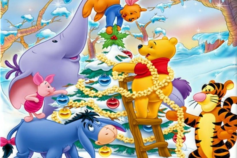 winnie the pooh christmas | Winnie The Pooh Christmas Decorating Wallpaper  with 1920x1440 .