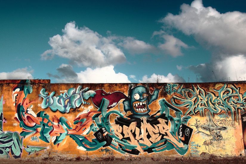 Preview wallpaper graffiti, wall, city, colorful 1920x1080