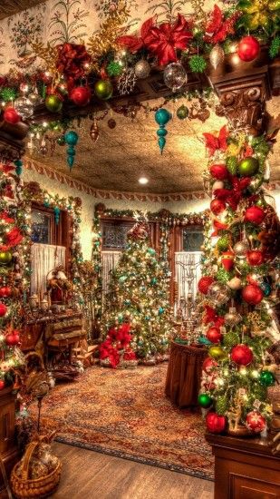Christmas Decorations Big Room Tree Android Wallpaper free download