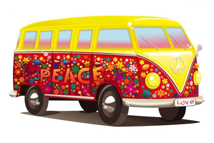 Hippie vehicles vector white background peace sign wallpaper | (59254)