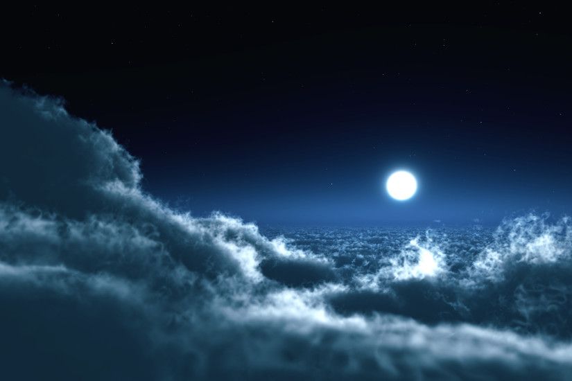 Wallpaper clouds, moon, sky, stars, night desktop wallpaper Â» Nature .