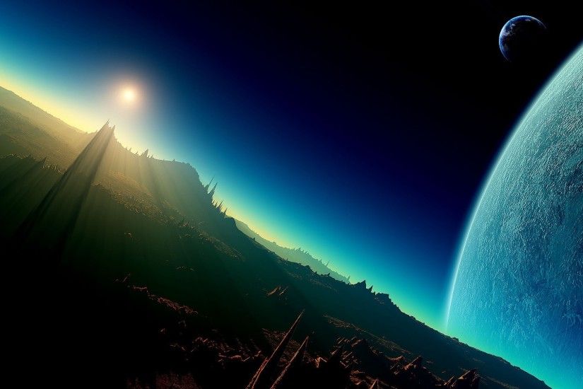 Download Sci Fi Planet Rising Wallpaper in 1920x1080 Resolution