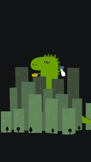 Godzilla cleaning cell phone wallpaper, lock screen, dinosaur, buildings,  skyscrapers