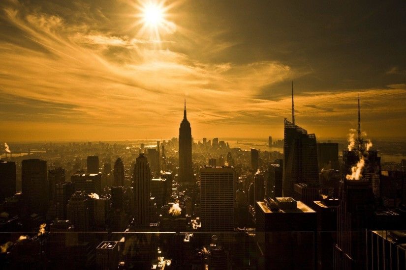 Wallpaper new york, skyscrapers, sun, sepia wallpapers city - download