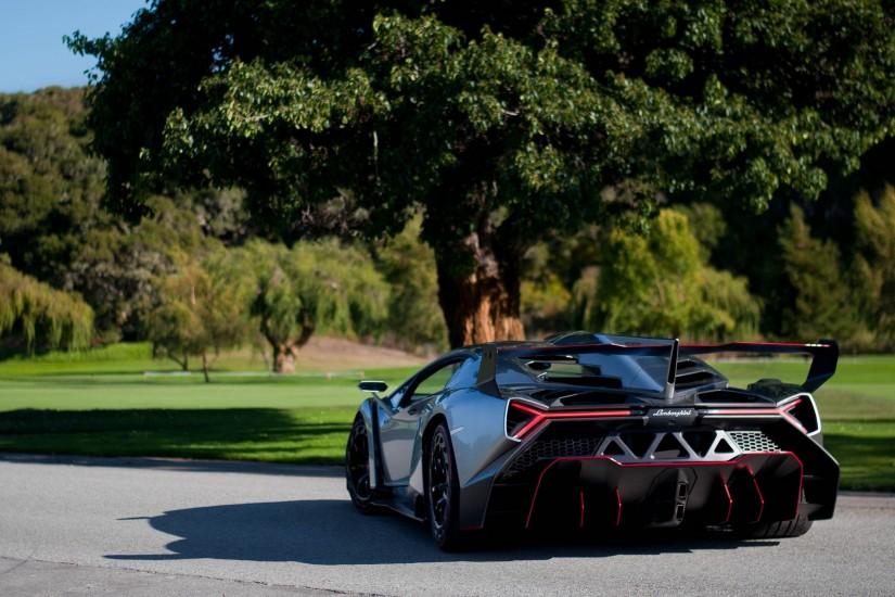 3840x2160 Wallpaper lamborghini, veneno, supercar, rear view, nature