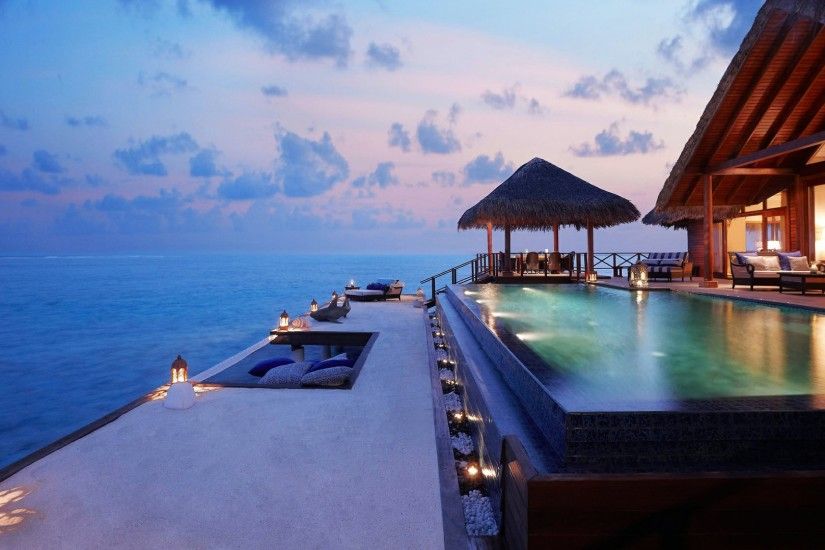 Exotic Maldives summer night with stunning views of the Indian Ocean  wallpaper