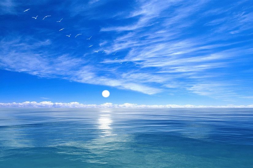 Blue Sky and Ocean Background