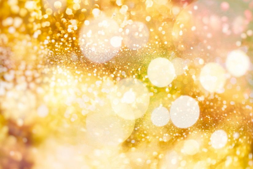 Festive Background With Natural Bokeh And Bright Golden Lights. Vintage  Magic Background With Color