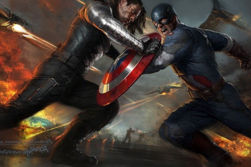 movies, Captain America: The Winter Soldier, Captain America, Concept Art,  Bucky Barnes, Fighting Wallpapers HD / Desktop and Mobile Backgrounds