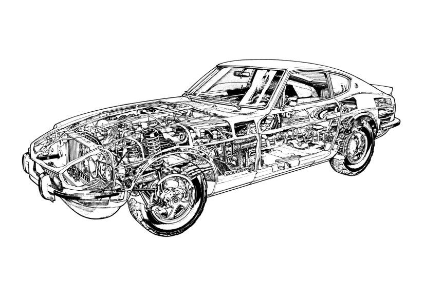1969aei74 Datsun 240Z (HS30) classic interior engine h wallpaper