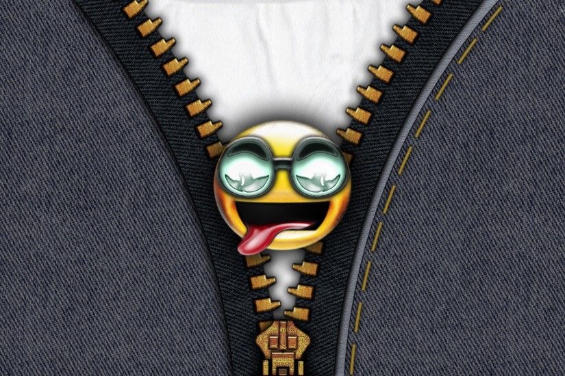 Emoticon on denim zipper wallpaper